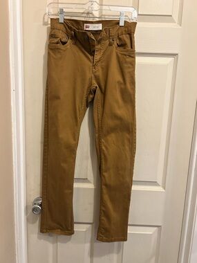 Levi's boys 511 slim fit brushed pants in warm mustard brown -size 14 regular